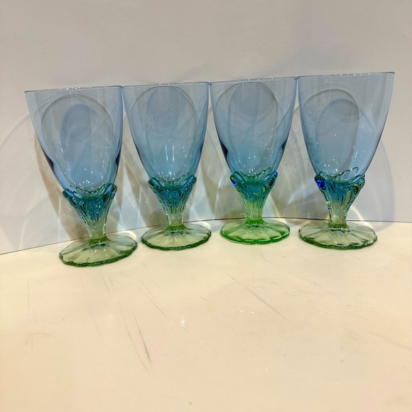 VTG BORMIOLI ROCCO BAHIA FOOTED GOBLET ITALY SET OF 4 5 5/8” JUICE WATER WINE DC - Picture 9 of 10